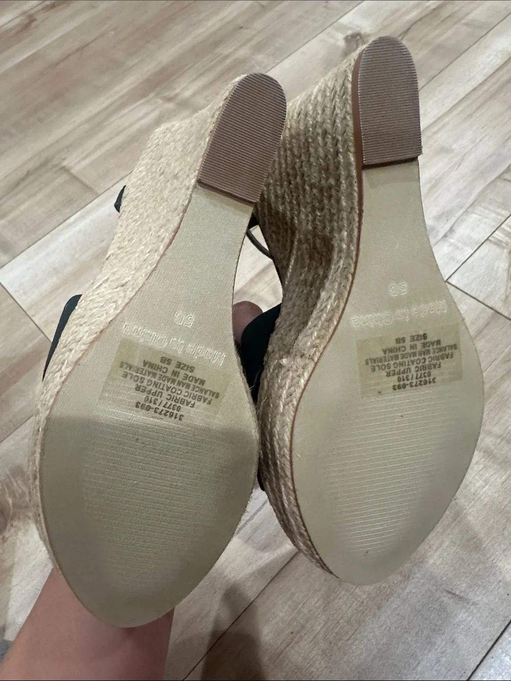 Women’s Black Wedge Sandals with Ankle Strap